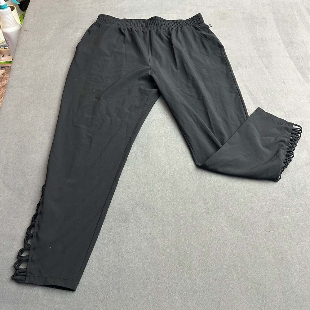 Fabletics Black Tiana Pant Workout Pants with Lace-Up Ankle Approx. L/XL